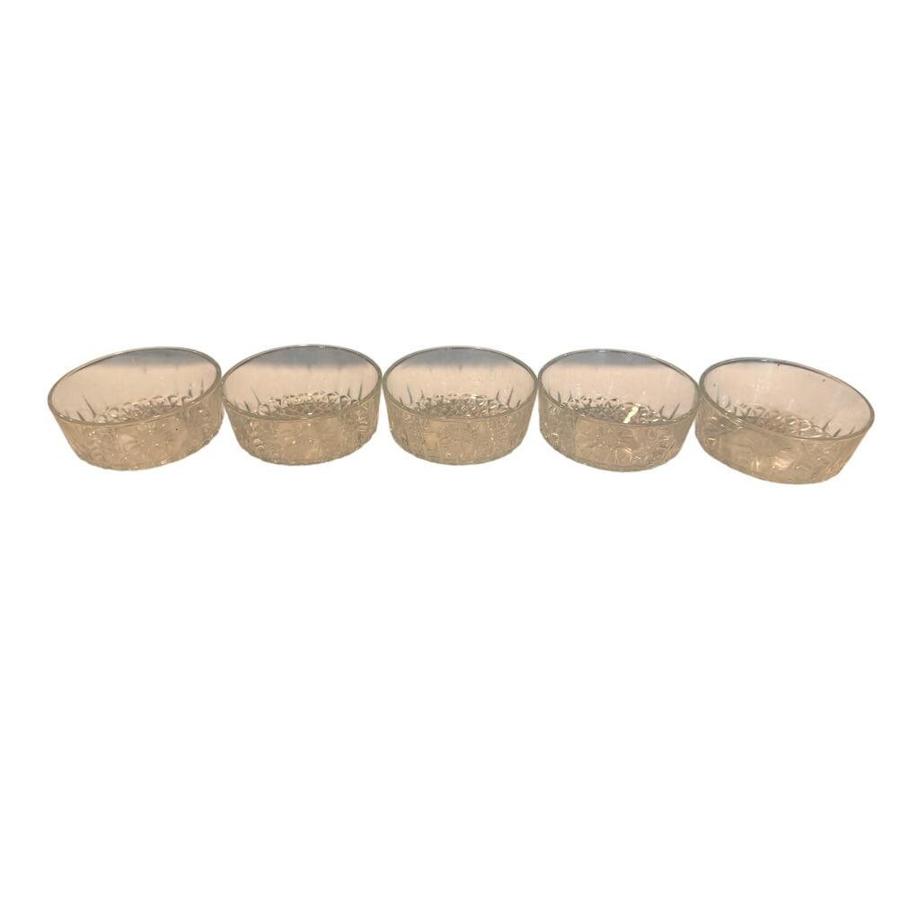 Arcoroc Diamant Pattern Clear Glass Dessert Bowls Set of 5